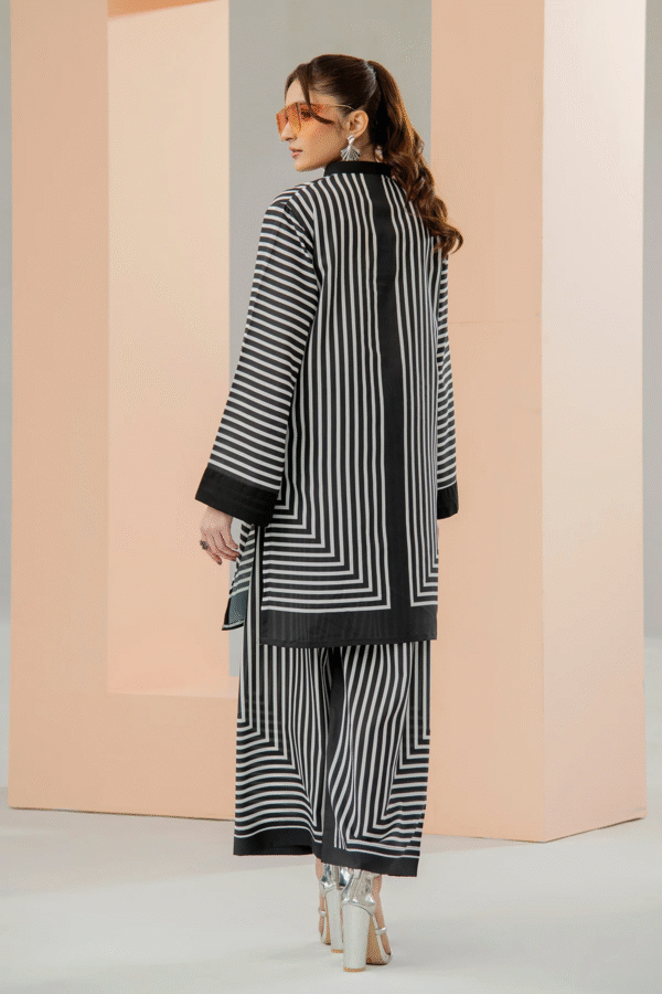 Black & White Geometric Stripe 2-Piece Suit - Image 3