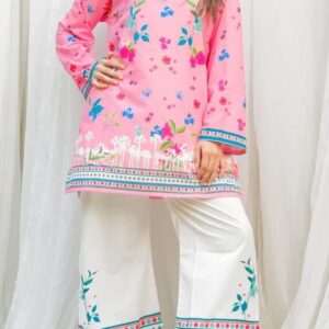 Women’s Pink Floral Printed Lawn 2-Piece Suit – Summer Collection 2025